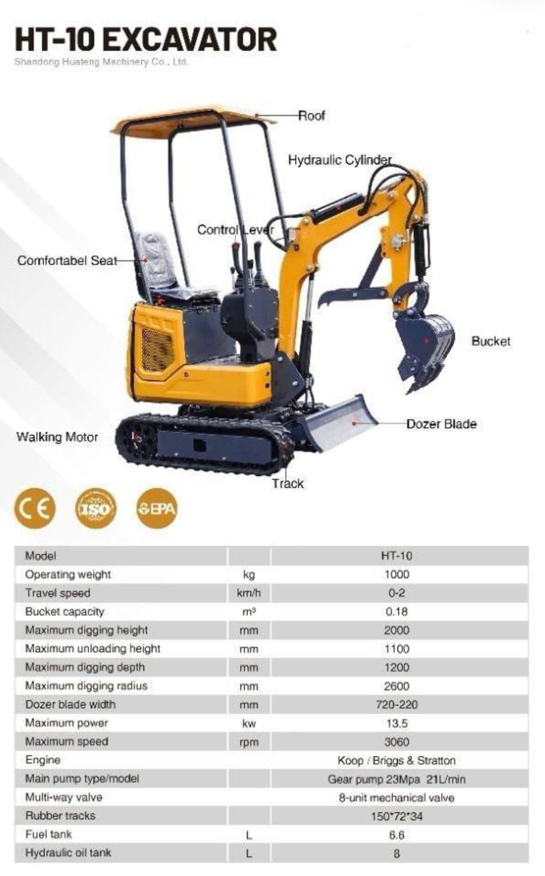 Mini escavatore HT-10